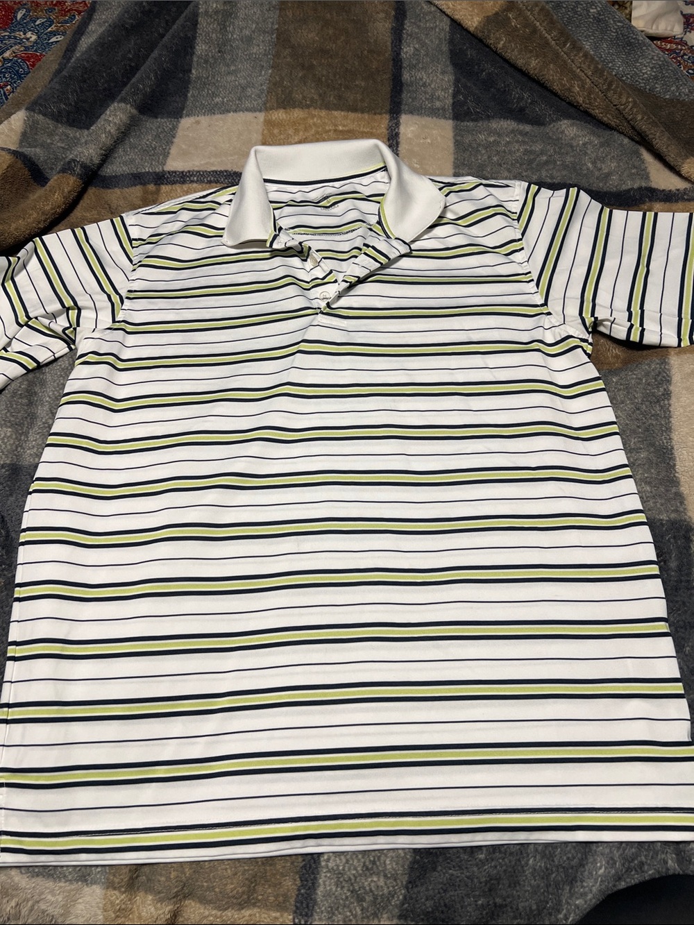 Men’s Tommy Armour White Striped Polo Shirt - Classic Short Sleeve